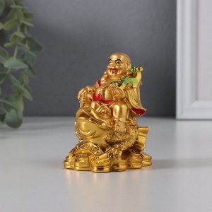 Нэцкэ золото "Хотей на жабе" 6,5 х 4,3 х 7,5 см 1279-4 043