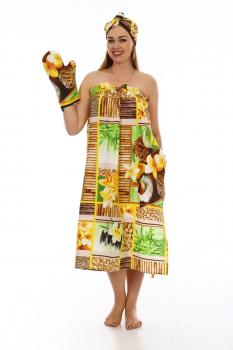 Комплект для сауны женский, 3 предмета, вафельная ткань (СПА)