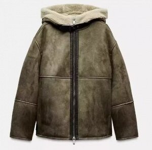 КУРТКА-ДУБЛЕНКА С КАПЮШОНОМ арт. 3548041, серо-коричневый