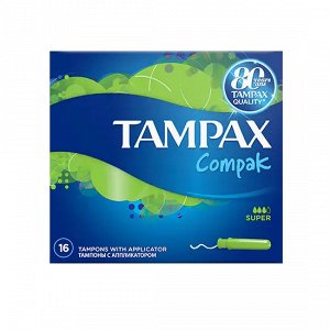 TAMPAX Compak Тампоны женские гигиенические с аппликатором Super Duo 16шт