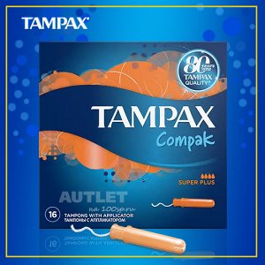 TAMPAX Compak Тампоны женские гигиенические с аппликатором Super Plus Duo 16шт