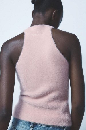 Топ Цвет как на первом фото ТОП-ДЕРЖАТЕЛЬ С МЕХОВЫМИ БУСИНАМИ (NECKHOLDER-TOP MIT PERLEN IN FELLOPTIK) Холтер топ. Мягкий материал. Аппликация из бисера контрастных цветов. СОСТАВ МАТЕРИАЛА, ИНСТРУКЦИ