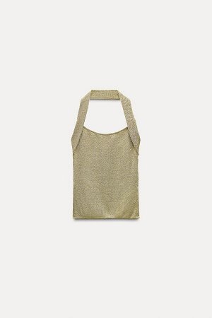 Топ Цвет как на первом фото ФУТБОЛКА С БЛЕСКНЫМИ ДЕТАЛЯМИ (NECKHOLDER-T-SHIRT MIT GLITZERDETAILS) ПРИГЛАЖЕННЫЙ ФОРТА - КРУГЛЫЙ ВЫРЕЗ - СТАНДАРТНАЯ ДЛИНА Футболка с воротником-халтер и круглым вырезом.