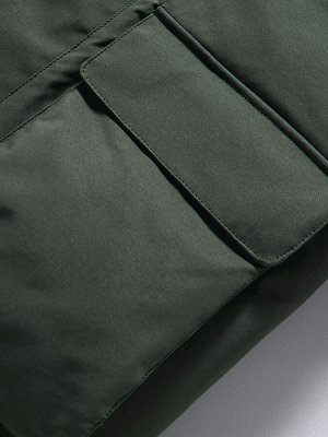 Куртка парка зимняя подростковая для мальчика с капюшоном и мехом темно-зеленого цвета 9447TZ