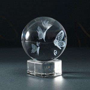 Фигурка стекло шар «Бабочки», d=6 см