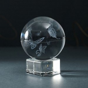 Фигурка стекло шар «Бабочки», d=6 см