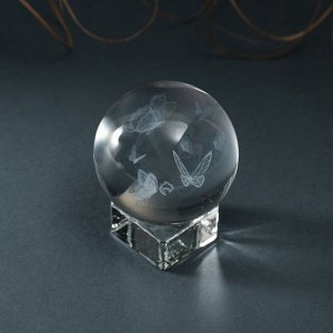 Фигурка стекло шар «Бабочки», d=6 см