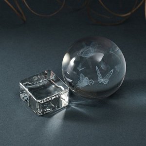 Фигурка стекло шар «Бабочки», d=6 см
