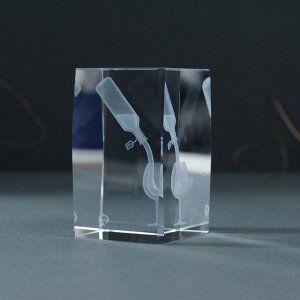 Фигурка стекло прямоугольник «Бокал и вино», 5x5x8 см