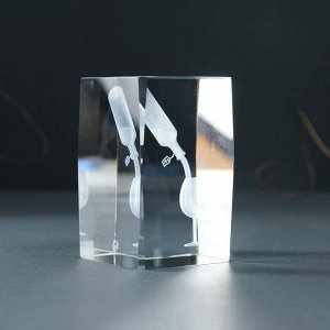 Фигурка стекло прямоугольник «Бокал и вино», 5x5x8 см