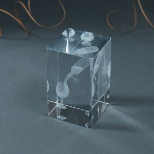 Фигурка стекло прямоугольник «Бокал и вино», 5x5x8 см