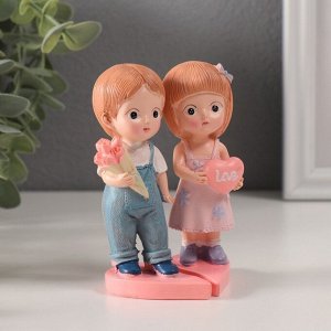 Набор фигурок полистоун «Парочка с сердцем и с букетом», 2 шт., 7x6.5x11 см
