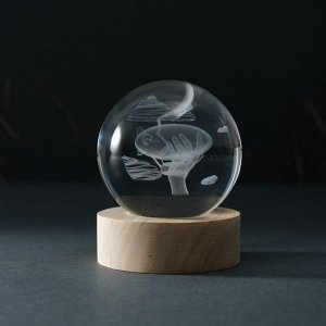 Фигурка светящаяся стекло «Шар. Дирижабль», d=6 см, подставка дерево, USB