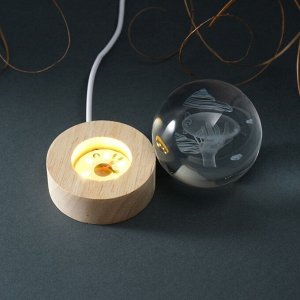 Фигурка светящаяся стекло «Шар. Дирижабль», d=6 см, подставка дерево, USB