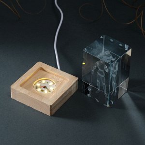 Фигурка светящаяся стекло «Прямоугольник. Шарнирный человек», подставка дерево, USB, 7x7x10
