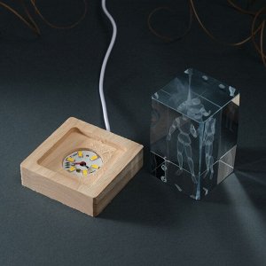 Фигурка светящаяся стекло «Прямоугольник. Шарнирный человек», подставка дерево, USB, 7x7x10