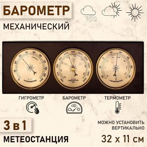 Барометр механический, с метеостанцией, 32x11x3.5 см