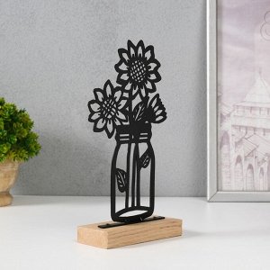 Фигурка металл «Подсолнухи в банке», чёрный, 5x11.5x22 см