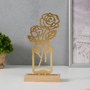 Фигурка металл «Розы в банке», золото, 5x11.5x22 см
