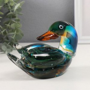 Фигурка стекло «Уточка-мандаринка», зелёный 8x15.5x9.5 см