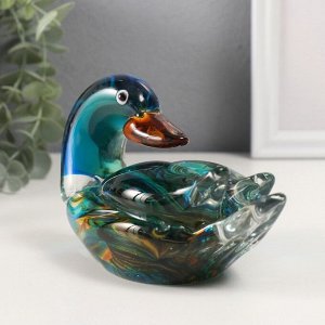 Фигурка стекло «Уточка-мандаринка», зелёный 8x15.5x9.5 см