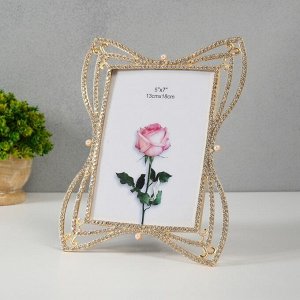 Фоторамка металл 13х18 см "Четырехлистник из страз" 19х24,5 см