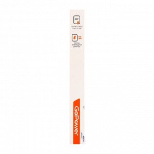 Кабель GoPower GP02L, Lightning - USB, 2.4 А, 1 м, передача данных, нейлон, красный