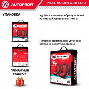 Автомобильные чехлы TT, полиэстер/велюр, 9 предметов, передний ряд, задний ряд, AIRBAG, чёрн./красный