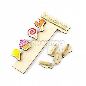 WoodLand Toys Прищепки-магниты, Сладости, набор 8 шт, 126101