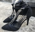 Босоножки из эко.замши на шпильках,чёрный