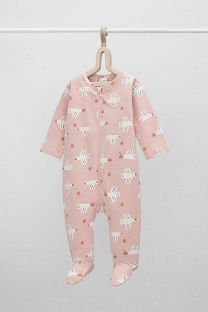 Комбинезон(Осень-Зима)+baby (дымчатая роза, птички с вишенками)