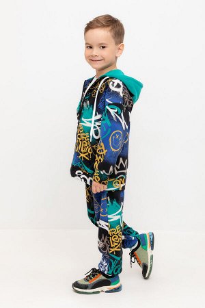 Брюки(Осень-Зима)+boys (черный, яркое граффити к528)