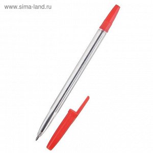 Ручка шариковая 0.7 мм, прозрачный корпус, стержень красный