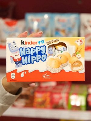 Вафельные батончики с ореховой начинкой Kinder Happy Hippo Hazelnut / Киндер Хеппи Хиппо бегемотики 104 гр