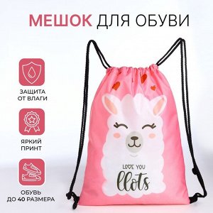 Мешок для обуви на шнурке, с принтом, размер 32x0.5x40 см, белый/розовый