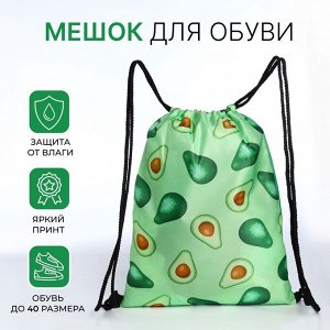 Мешок для обуви на шнурке, с принтом, размер 32x0.5x40 см, зелёный