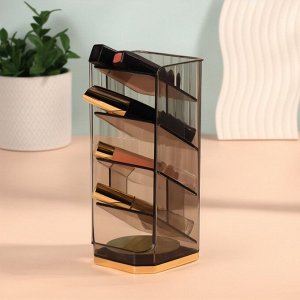 Органайзер для хранения косметики CALM, многоуровневый, 5 секций, 21x9x8.5 см, полупрозрачный, чёрный