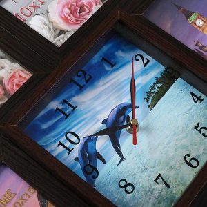 Часы-фоторамка "Дельфины" на 6 фото 10х15 см