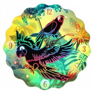 Часы-гравюра "Попугаи", 25 см