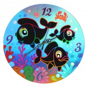 Часы-гравюра "Рыбки", 25 см