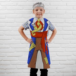 Карнавальный костюм, раскраска "Храбрый пират", фартук + восковые карандаши 6 цв