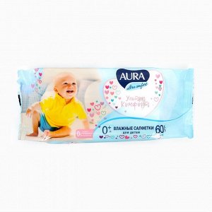 Влажные салфетки Aura Ultra Comfort, детские, 60 шт