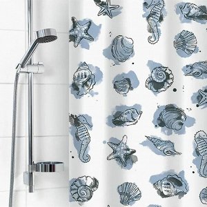 Штора для ванной комнаты, 180 х 180 см, с кольцами, полиэтилен, черный, ПОСЕЙДОН