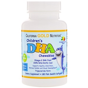 California Gold Nutrition, Омега-3, детские жевательные конфеты, 180 кап.