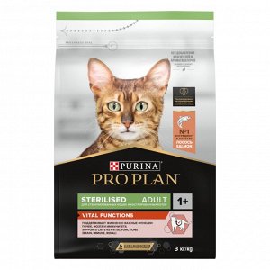 Сухой корм PRO PLAN® VITAL FUNCTIONS для взрослых кошек для поддержания функций почек, мозга и иммунитета, с высоким содержанием лосося, 3 кг