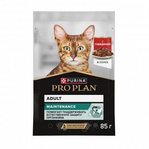 Влажный корм PRO PLAN® MAINTENANCE для взрослых кошек, с говядиной в соусе, 85 г