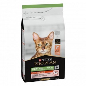Сухой корм PRO PLAN® VITAL FUNCTIONS для взрослых кошек для поддержания функций почек, мозга и иммунитета, с высоким содержанием лосося, 1.5 кг