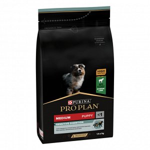 Сухой корм PRO PLAN® SENSITIVE DIGESTION для щенков средних пород с чувствительным пищеварением, с высоким содержанием ягненка, 1.5 кг