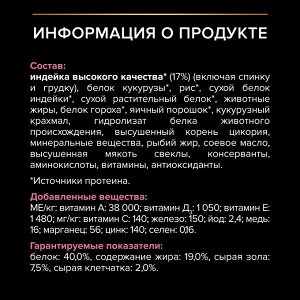 Сухой корм PRO PLAN® DELICATE DIGESTION для кошек старше 7 лет с  чувствительным пищеварением, с высоким содержанием индейки, 400 г