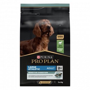 Сухой корм PRO PLAN® SENSITIVE DIGESTION для взрослых собак крупных пород с атлетическим телосложением с чувствительным пищеварением, с высоким содержанием ягненка, 3 кг